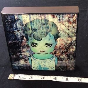 Mark Brunner “Blue Antique Paper Doll” Original Resin Print on Wood